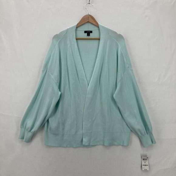 Alfani Cardigan Womens 3X Blue Glass Open Front Lightweight Bishop Sleeve Knit - Picture 1 of 15